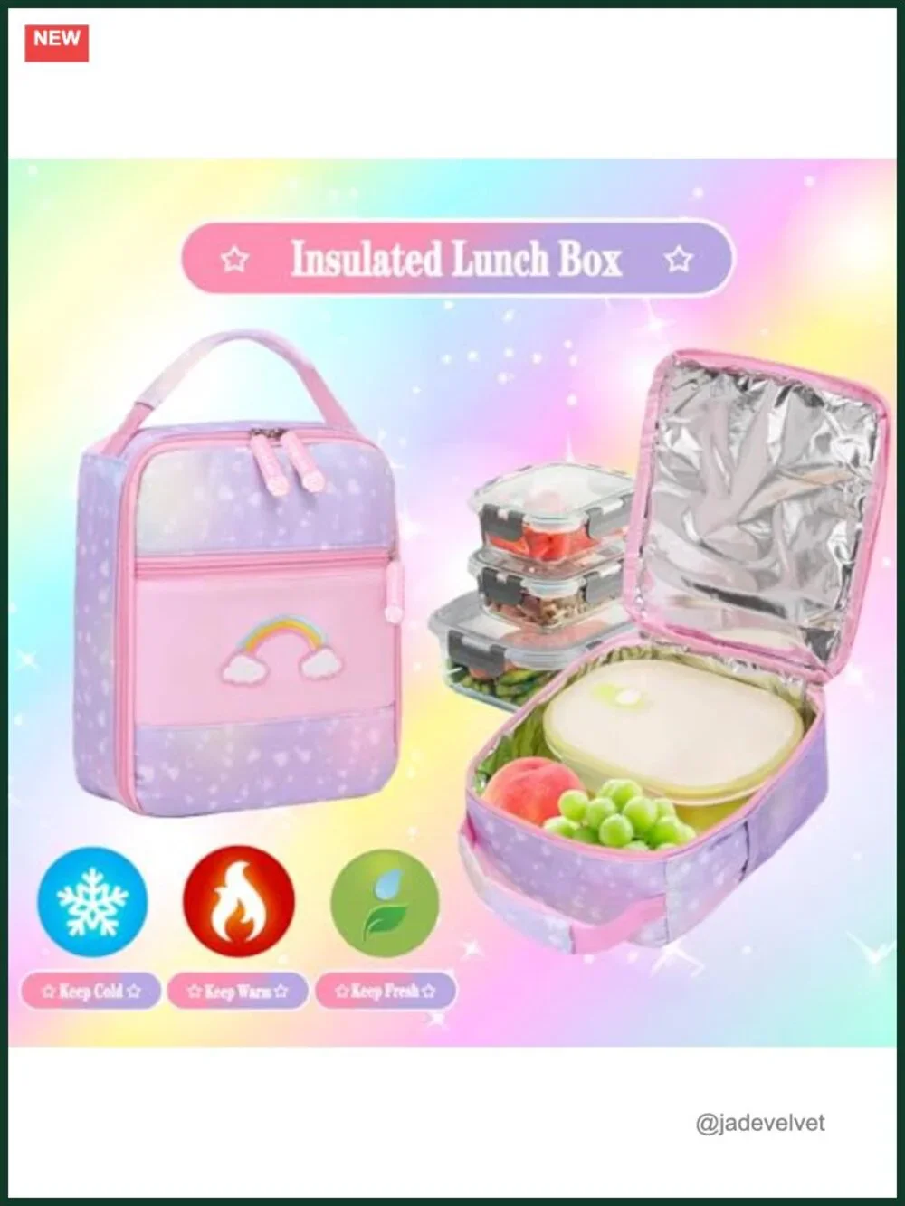3-Piece Girls Backpack Set with Lunch Bag and Pencil Case, Polyester, School Use